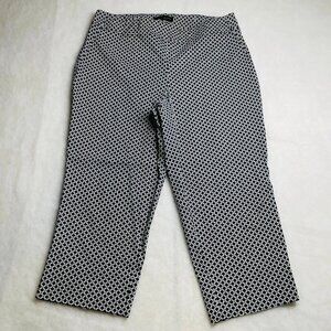 Jasmine & Julia Navy Geometric Stretch High Rise Pull On Capri Pants Size 14W